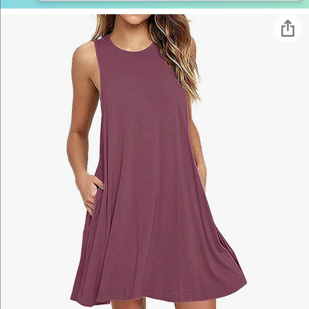 NWT - Women Summer Casual T Shirt Dress Beach Cover up Plain Pleated Tank Dress